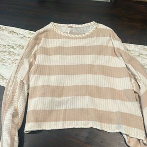 Free People dusty pink/cream cropped sweater size large